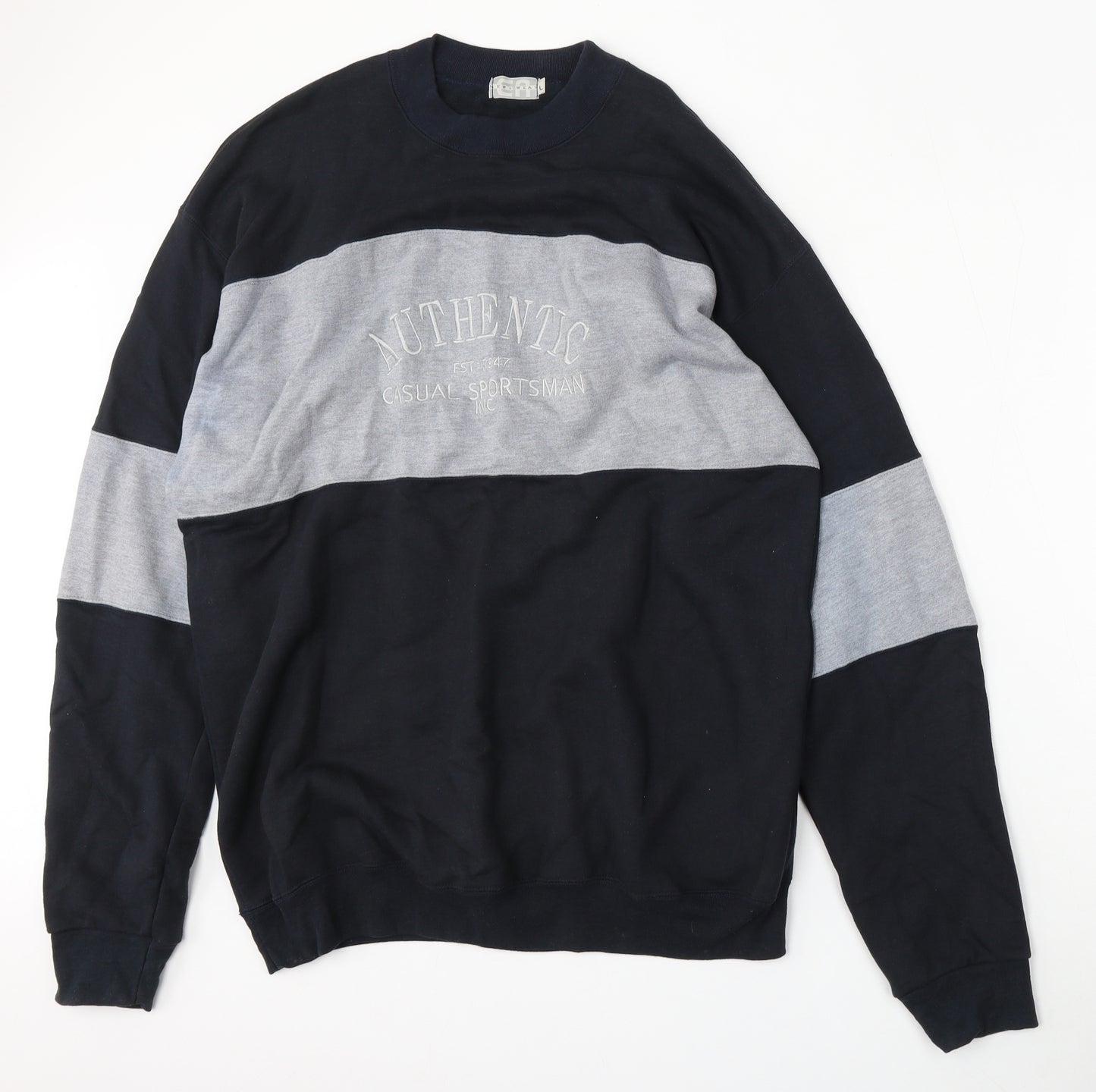 EA Menswear Mens Blue  Cotton Pullover Sweatshirt Size L