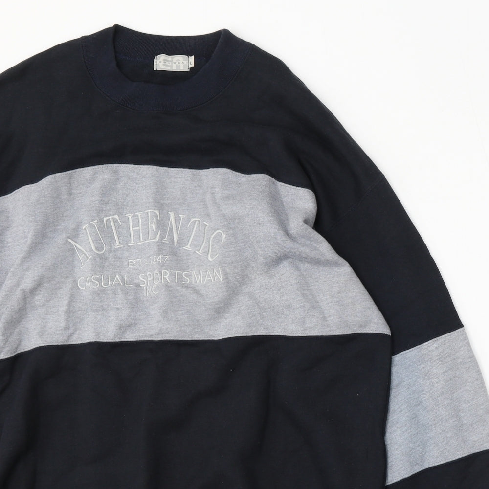 EA Menswear Mens Blue  Cotton Pullover Sweatshirt Size L