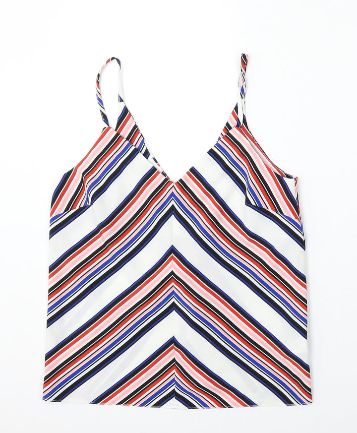 New Look Womens Multicoloured Striped Polyester Camisole Tank Size 8 V-Neck