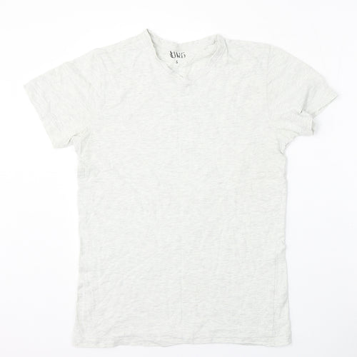 AW85 Mens Grey  Cotton  T-Shirt Size S V-Neck