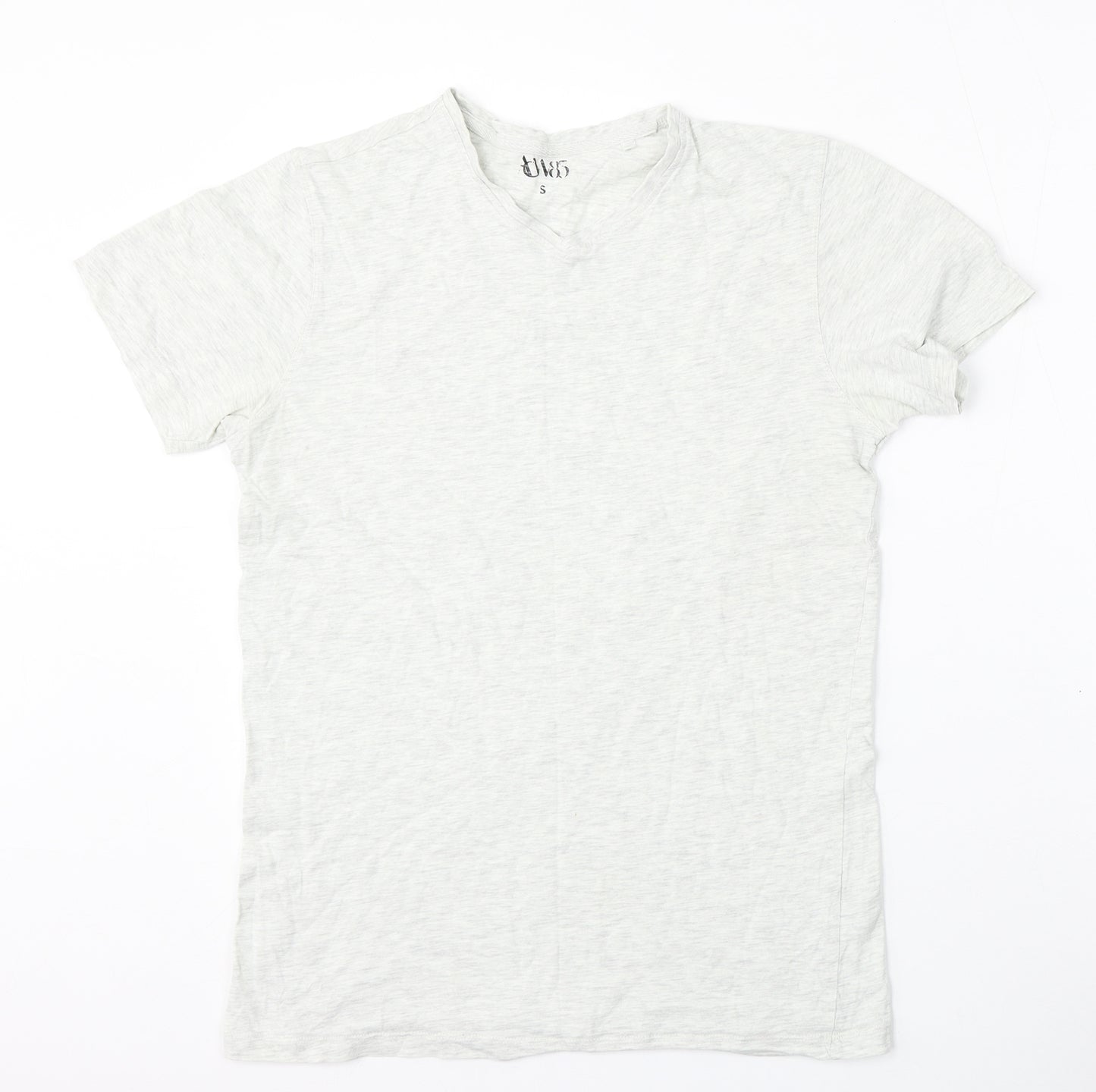 AW85 Mens Grey  Cotton  T-Shirt Size S V-Neck