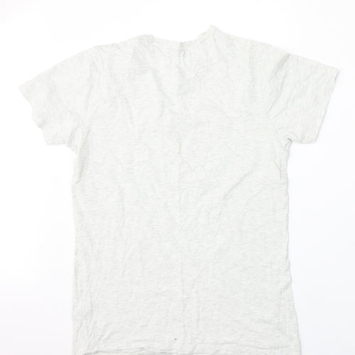 AW85 Mens Grey  Cotton  T-Shirt Size S V-Neck