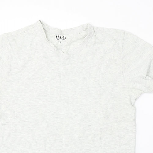 AW85 Mens Grey  Cotton  T-Shirt Size S V-Neck