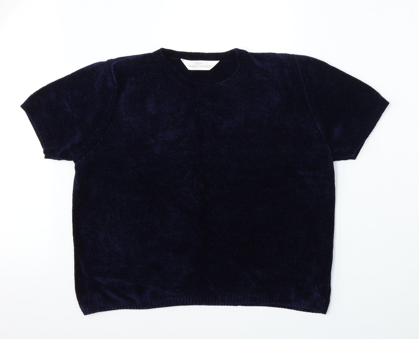 Marks and Spencer Womens Blue Round Neck  Viscose Pullover Jumper Size 18