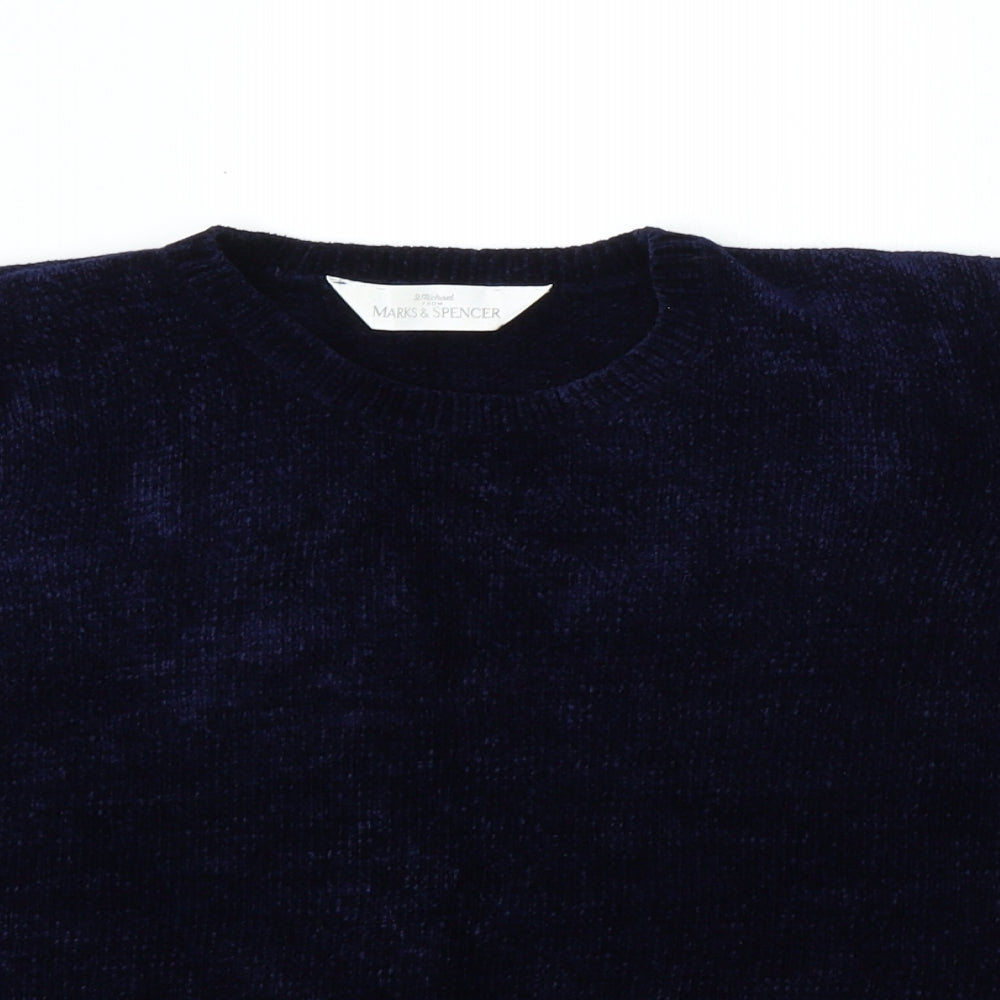 Marks and Spencer Womens Blue Round Neck  Viscose Pullover Jumper Size 18