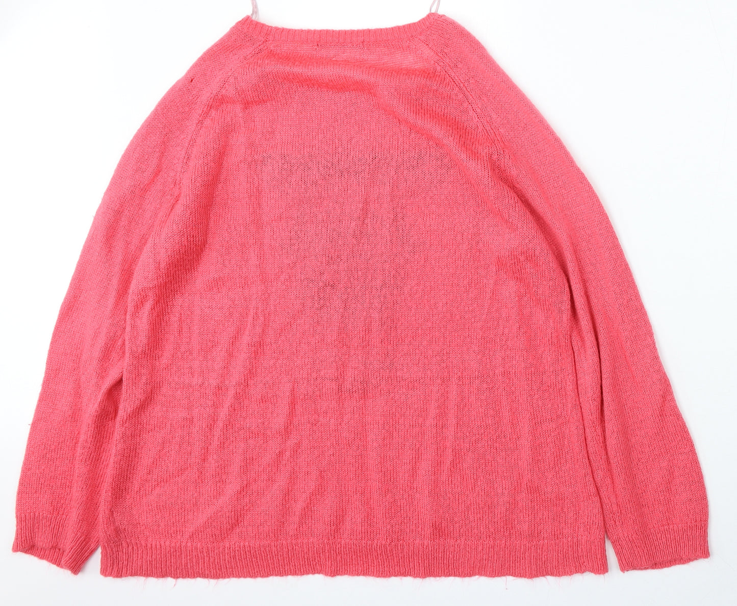 George Womens Pink Round Neck  Acrylic Pullover Jumper Size 16