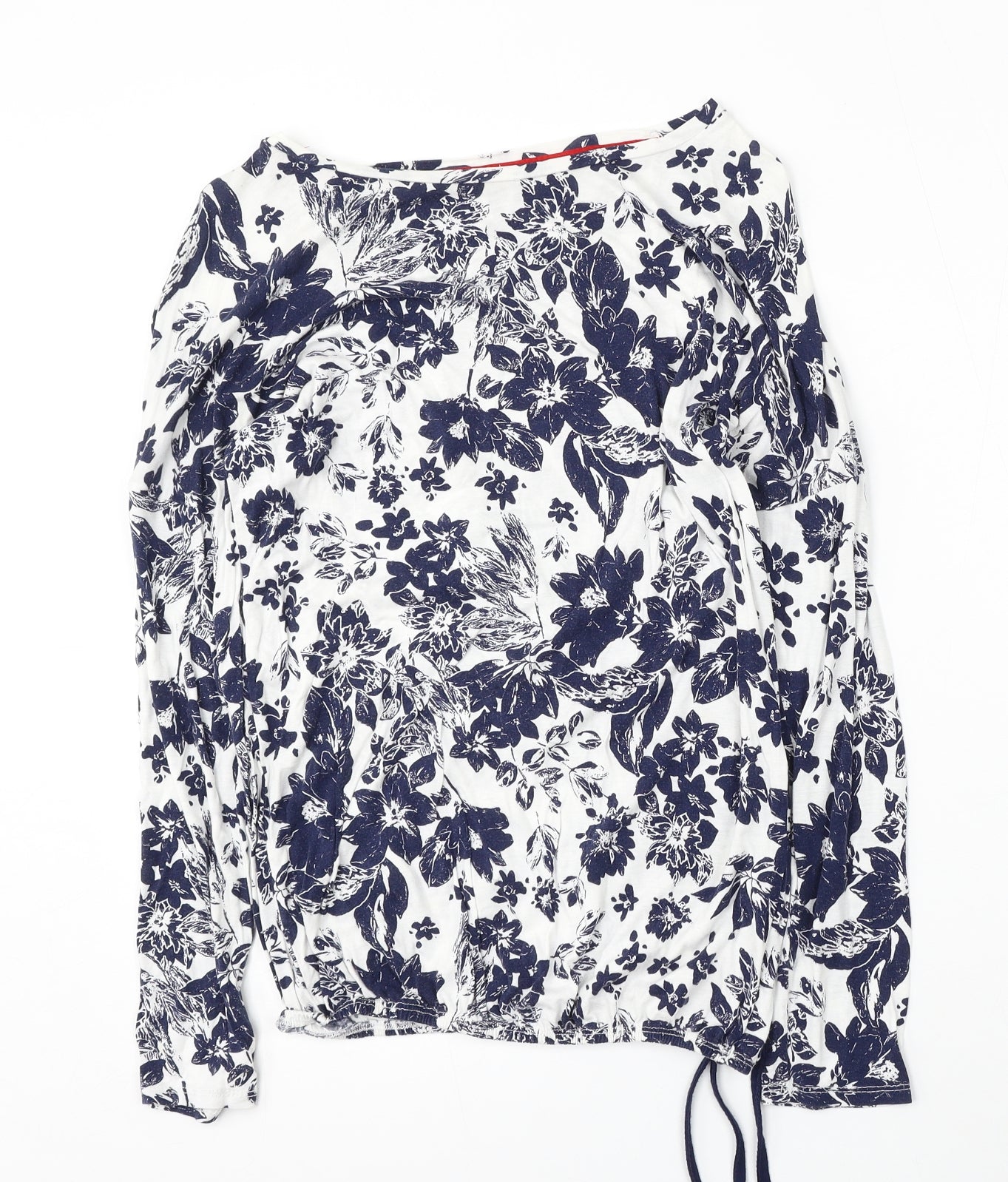 George Womens White Round Neck Floral Viscose Pullover Jumper Size 14