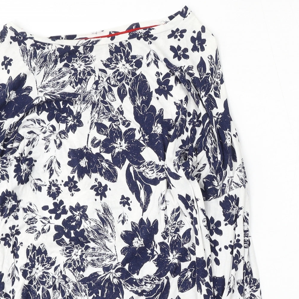 George Womens White Round Neck Floral Viscose Pullover Jumper Size 14