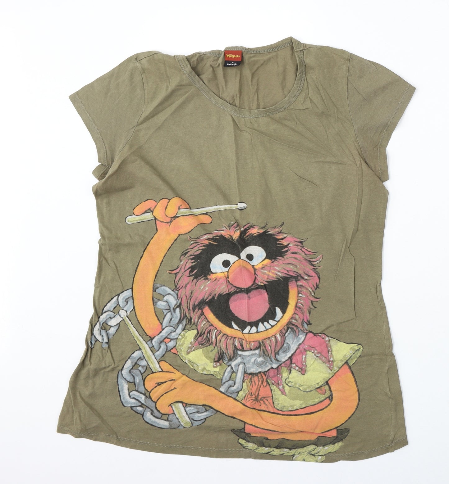 George Womens Green  Cotton Basic T-Shirt Size 18 Round Neck