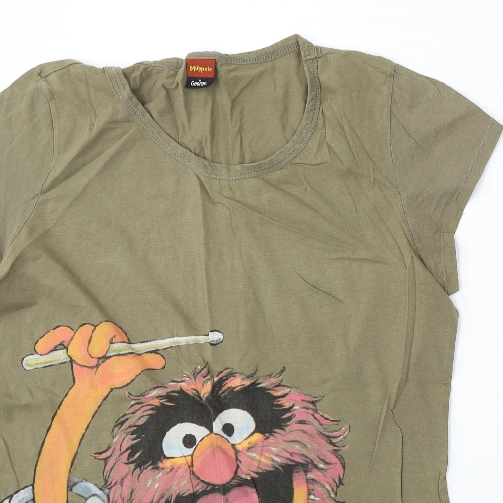 George Womens Green  Cotton Basic T-Shirt Size 18 Round Neck