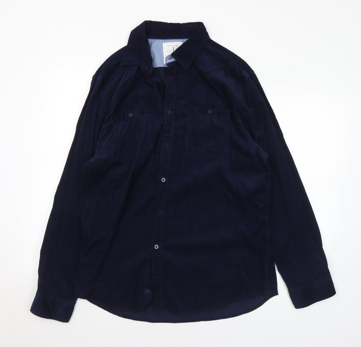 Jasper Conran Mens Blue  Cotton  Button-Up Size L Collared Button