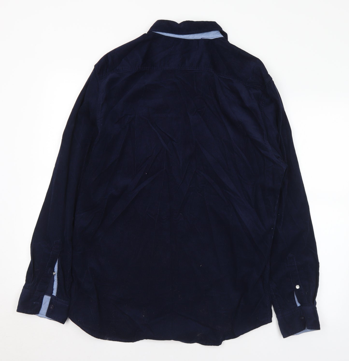 Jasper Conran Mens Blue  Cotton  Button-Up Size L Collared Button