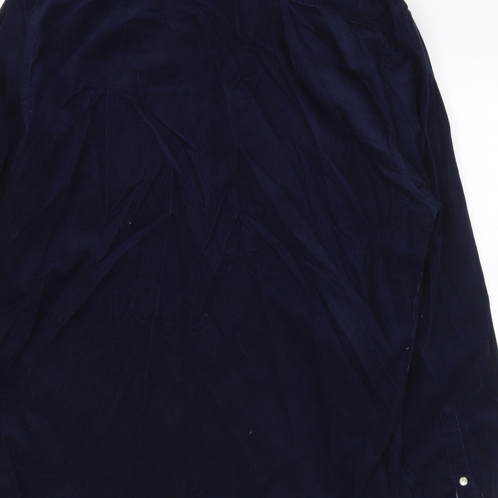 Jasper Conran Mens Blue  Cotton  Button-Up Size L Collared Button