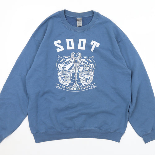 Gildan Mens Blue  Cotton Pullover Sweatshirt Size M   - Soot Animals