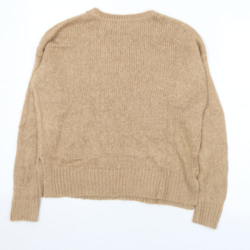 New Look Womens Brown Crew Neck  Acrylic Pullover Jumper Size S