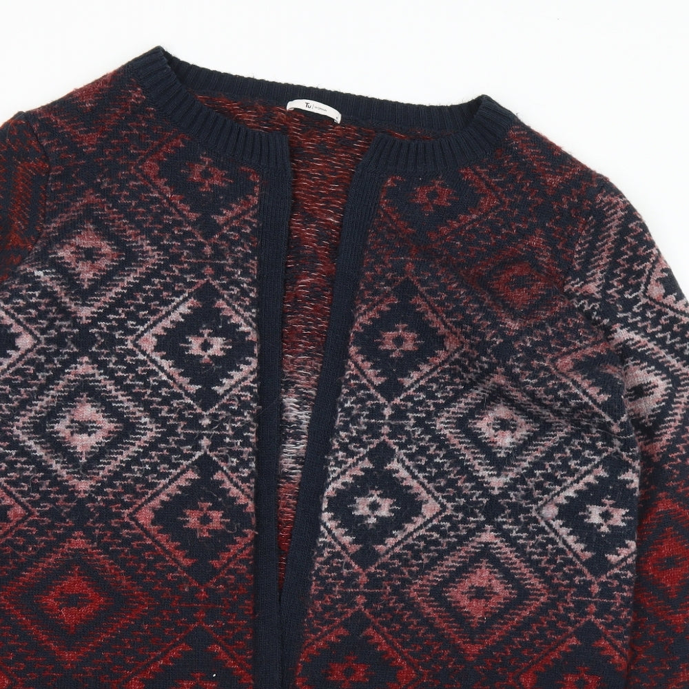 TU Womens Multicoloured Round Neck Geometric Acrylic Cardigan Jumper Size 18