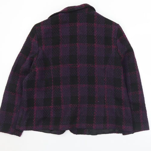 EWM Womens Purple Check  Pea Coat Coat Size 20  Button