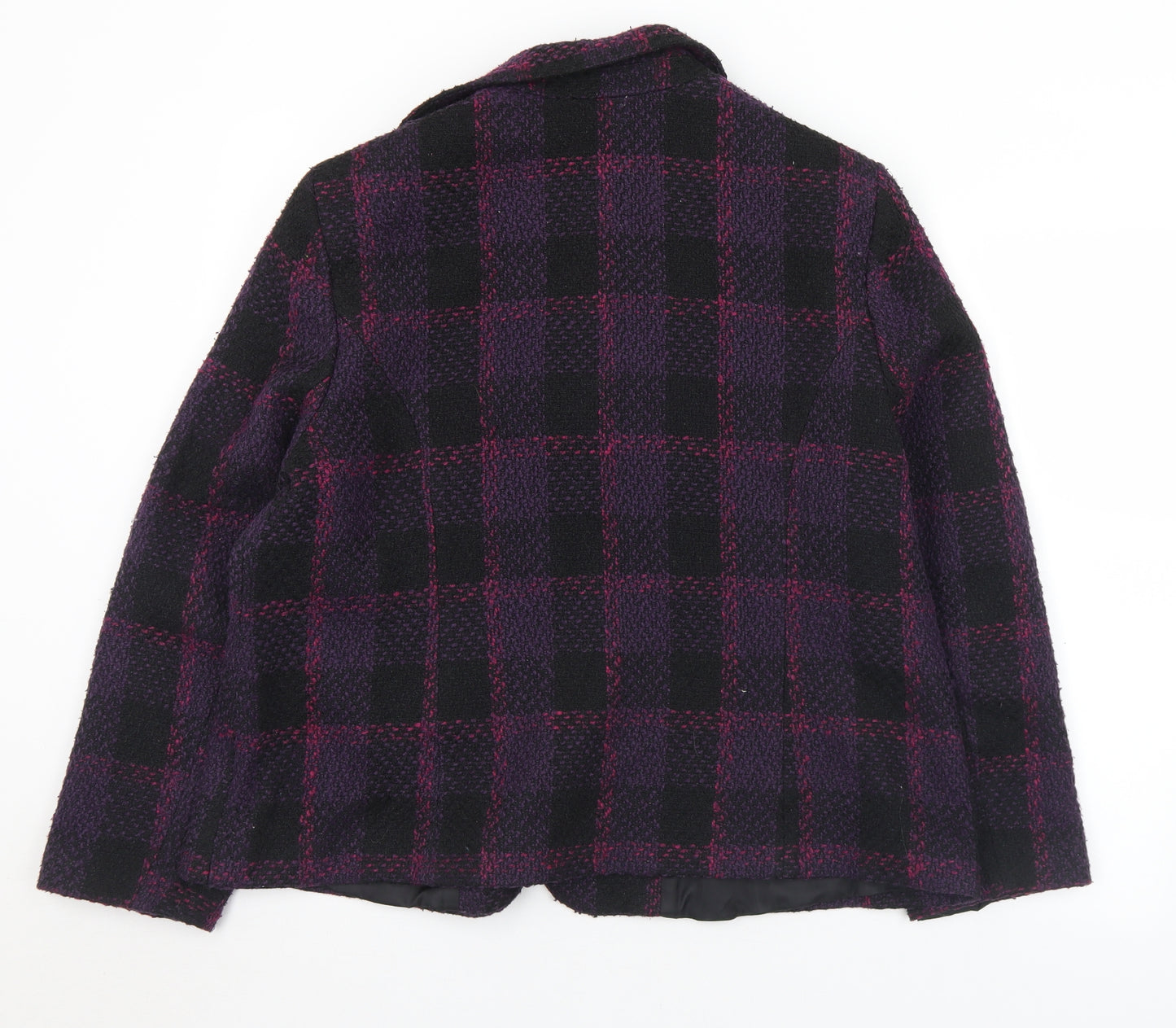 EWM Womens Purple Check  Pea Coat Coat Size 20  Button
