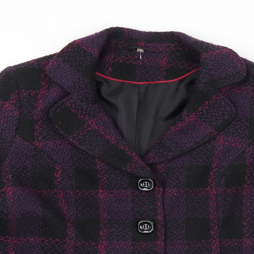 EWM Womens Purple Check  Pea Coat Coat Size 20  Button