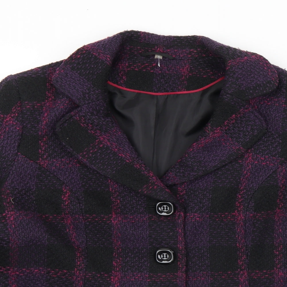 EWM Womens Purple Check  Pea Coat Coat Size 20  Button