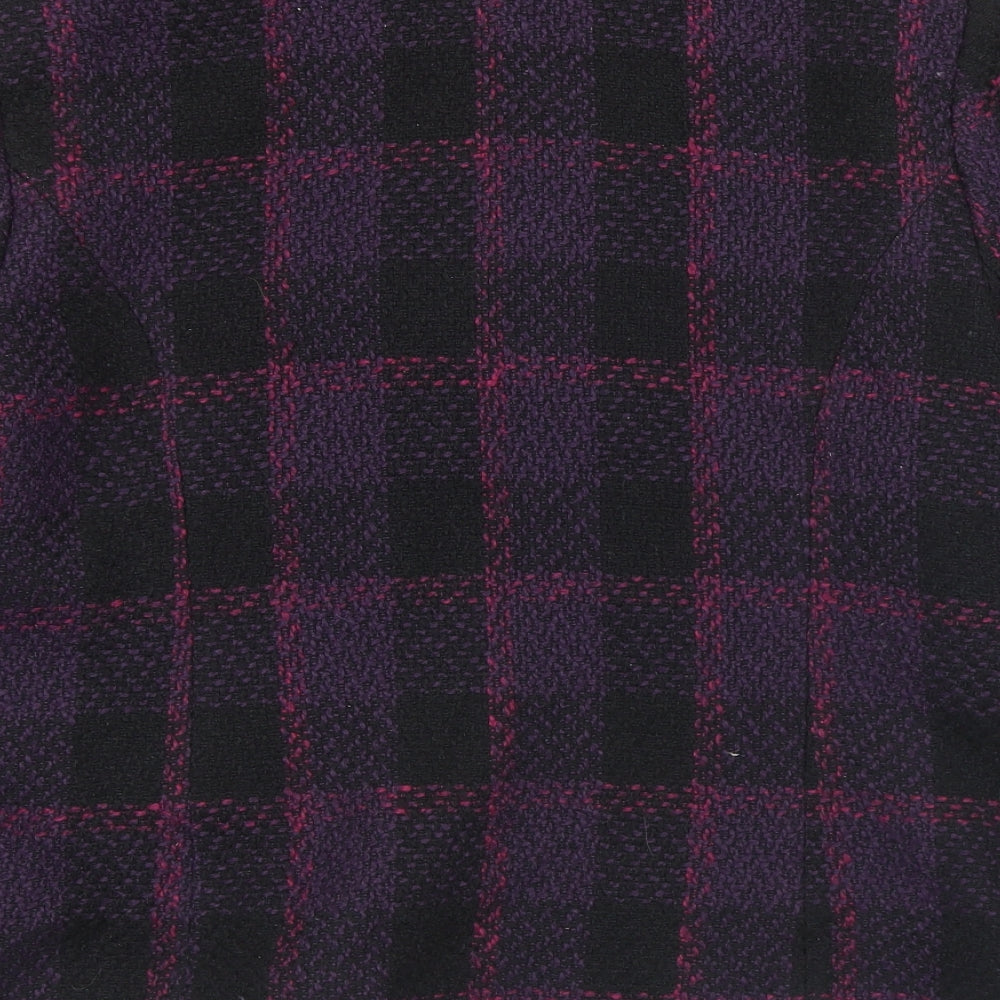 EWM Womens Purple Check  Pea Coat Coat Size 20  Button