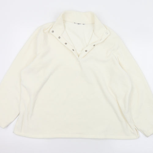 Preworn Womens White Collared  Polyester Pullover Jumper Size M