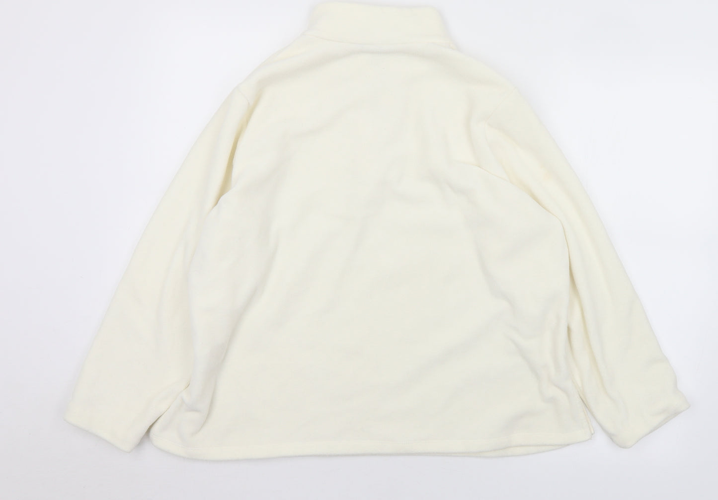 Preworn Womens White Collared  Polyester Pullover Jumper Size M