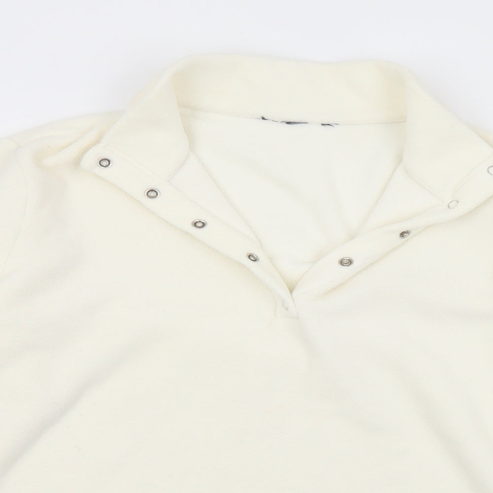 Preworn Womens White Collared  Polyester Pullover Jumper Size M