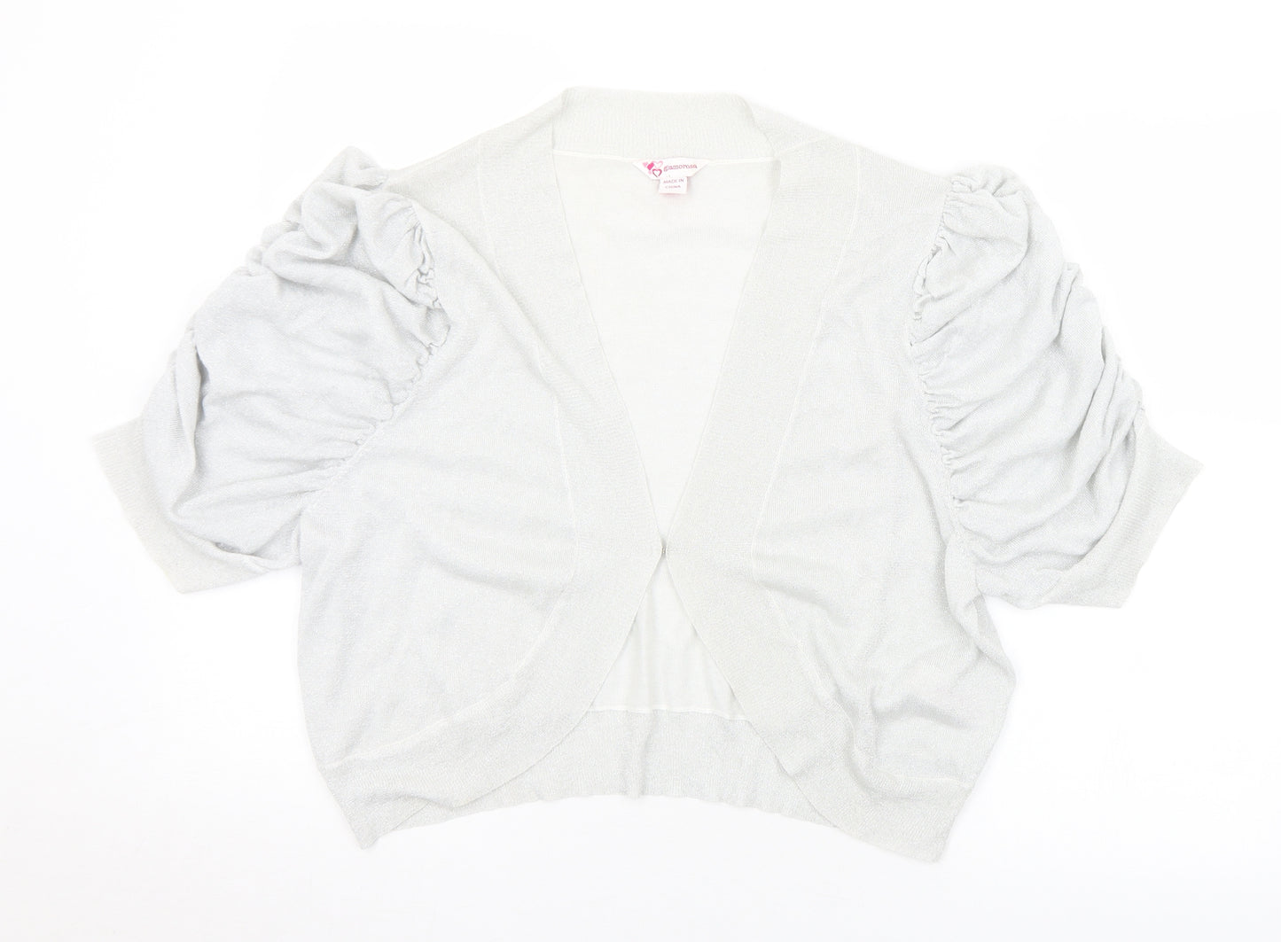 Glamorosa Womens Silver V-Neck  Viscose Cardigan Jumper Size 22