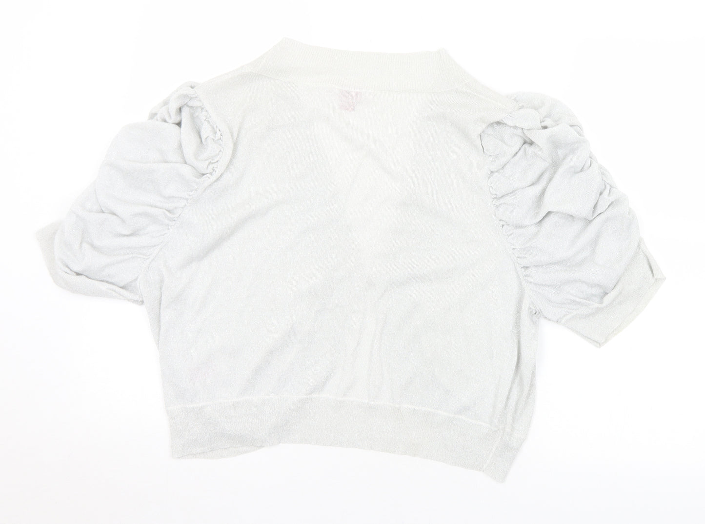 Glamorosa Womens Silver V-Neck  Viscose Cardigan Jumper Size 22