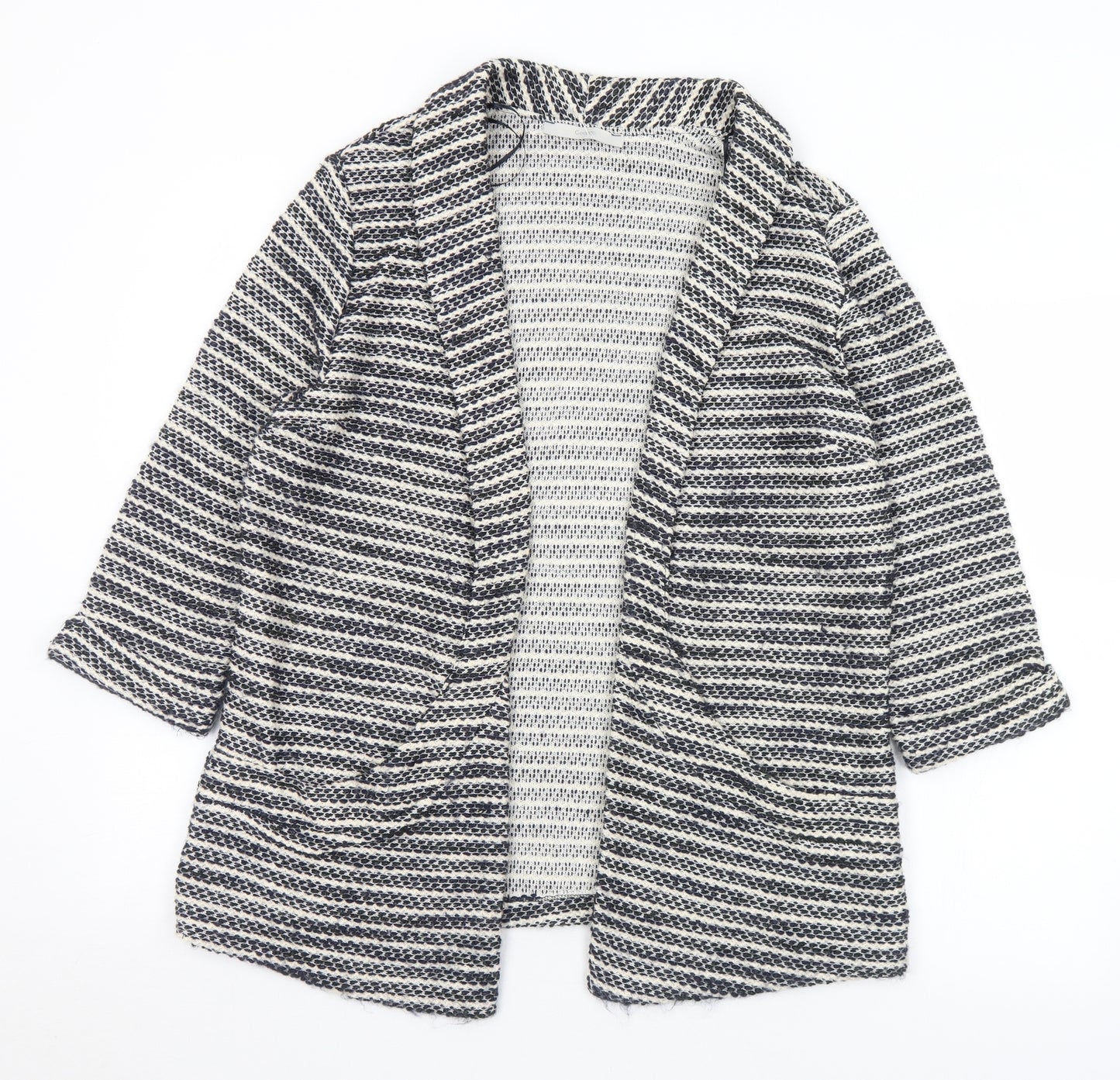 George Womens Black Collared Striped Cotton Cardigan Jumper Size 14
