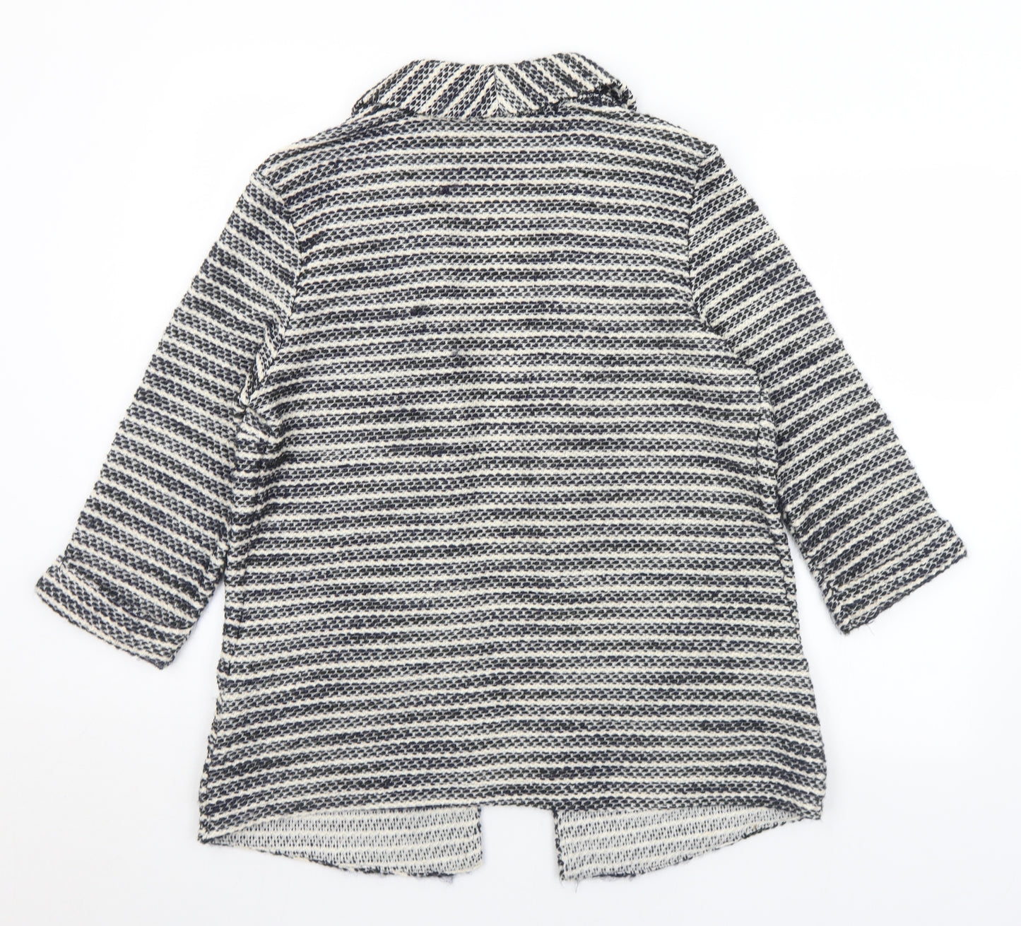 George Womens Black Collared Striped Cotton Cardigan Jumper Size 14