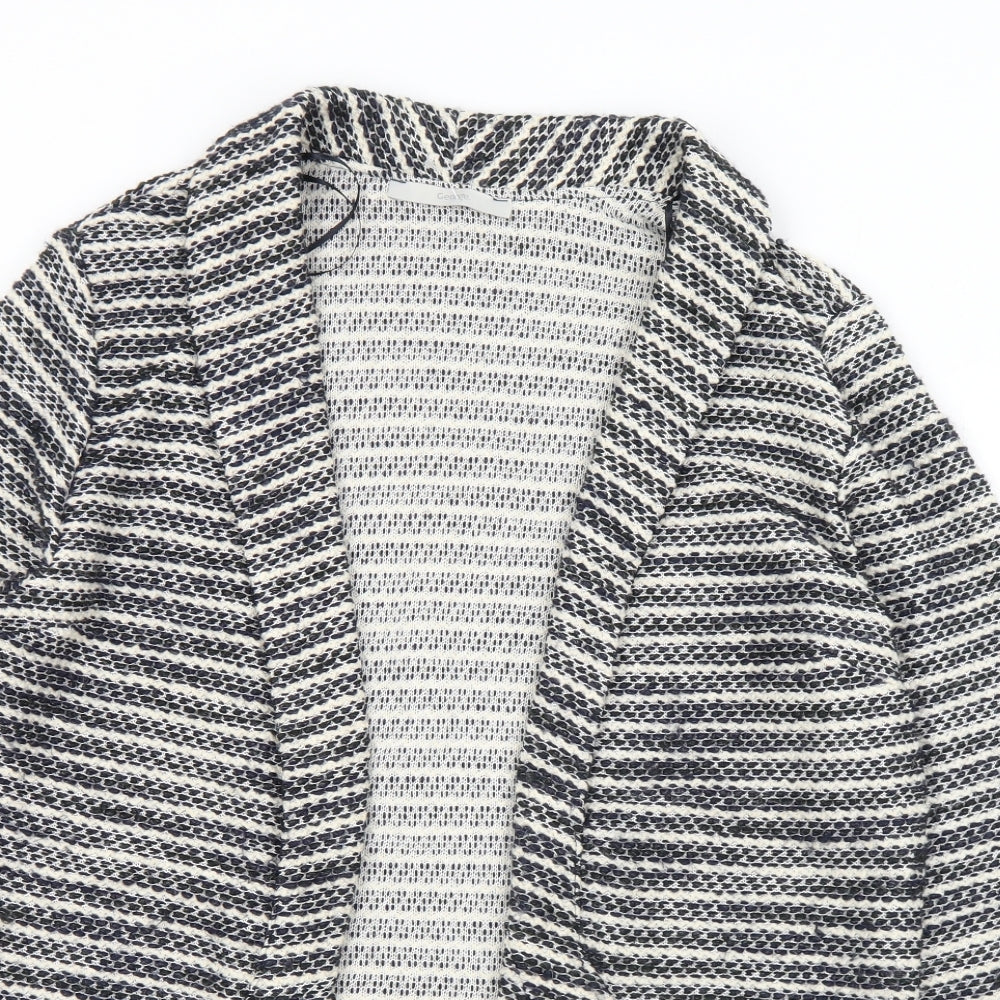 George Womens Black Collared Striped Cotton Cardigan Jumper Size 14