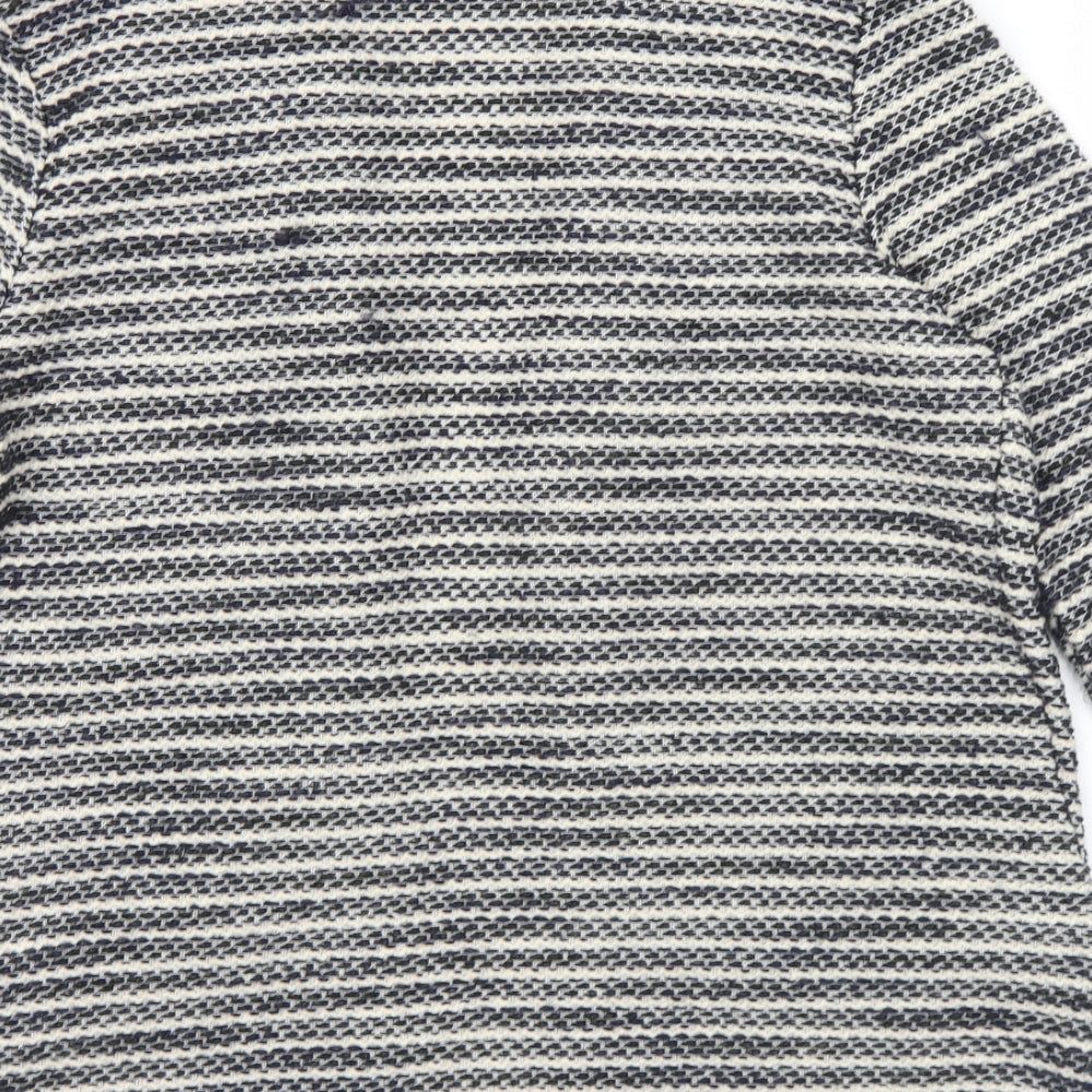 George Womens Black Collared Striped Cotton Cardigan Jumper Size 14