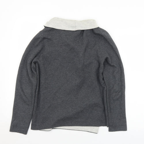 Primark Womens Grey Collared  Cotton Cardigan Jumper Size 10   - 10-12