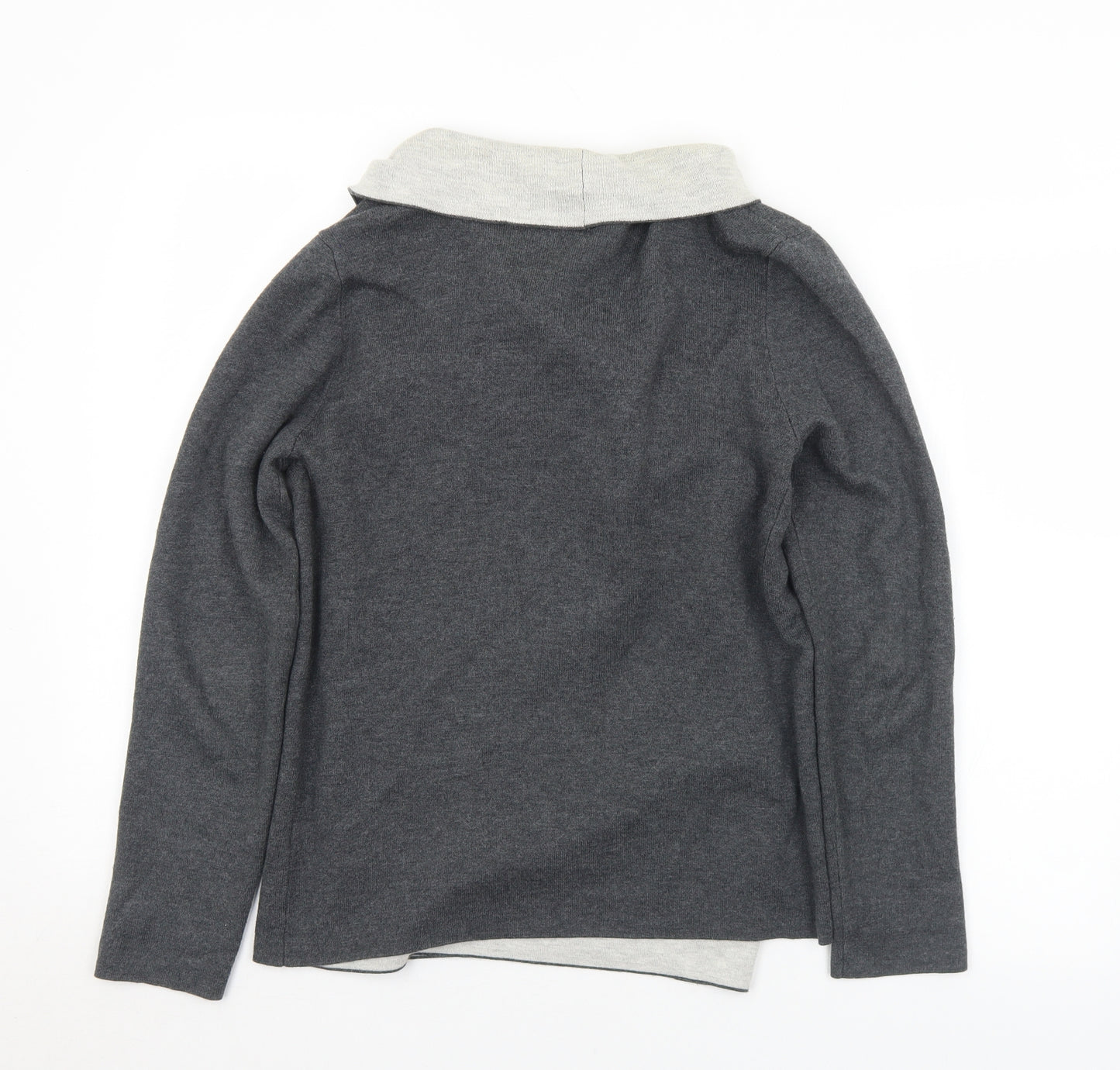 Primark Womens Grey Collared  Cotton Cardigan Jumper Size 10   - 10-12