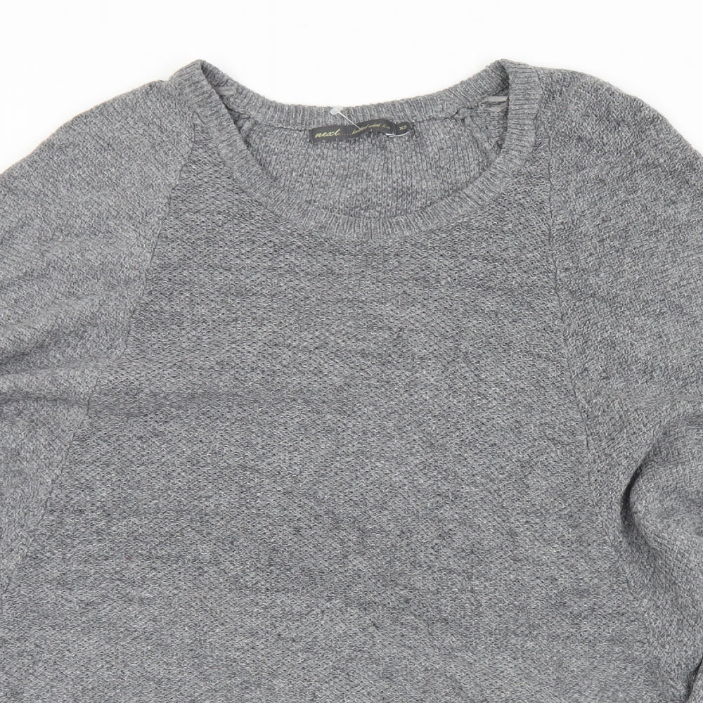 NEXT Womens Grey Round Neck  Cotton Pullover Jumper Size XS