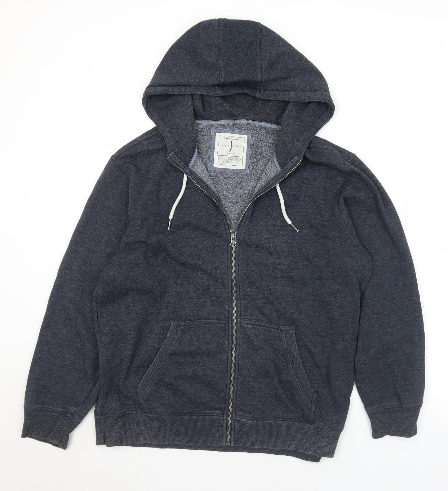 Jasper Conran Mens Black  Cotton Full Zip Hoodie Size L