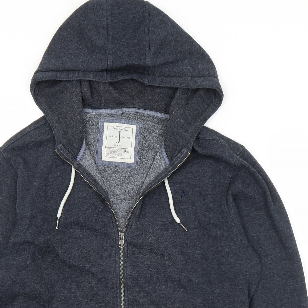 Jasper Conran Mens Black  Cotton Full Zip Hoodie Size L