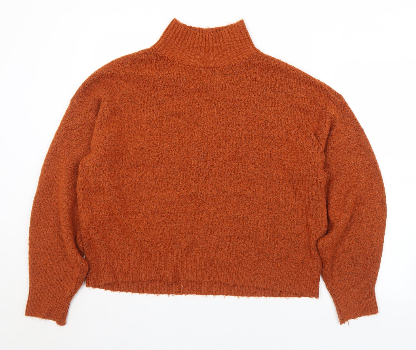 George Womens Orange Mock Neck  Acrylic Pullover Jumper Size L