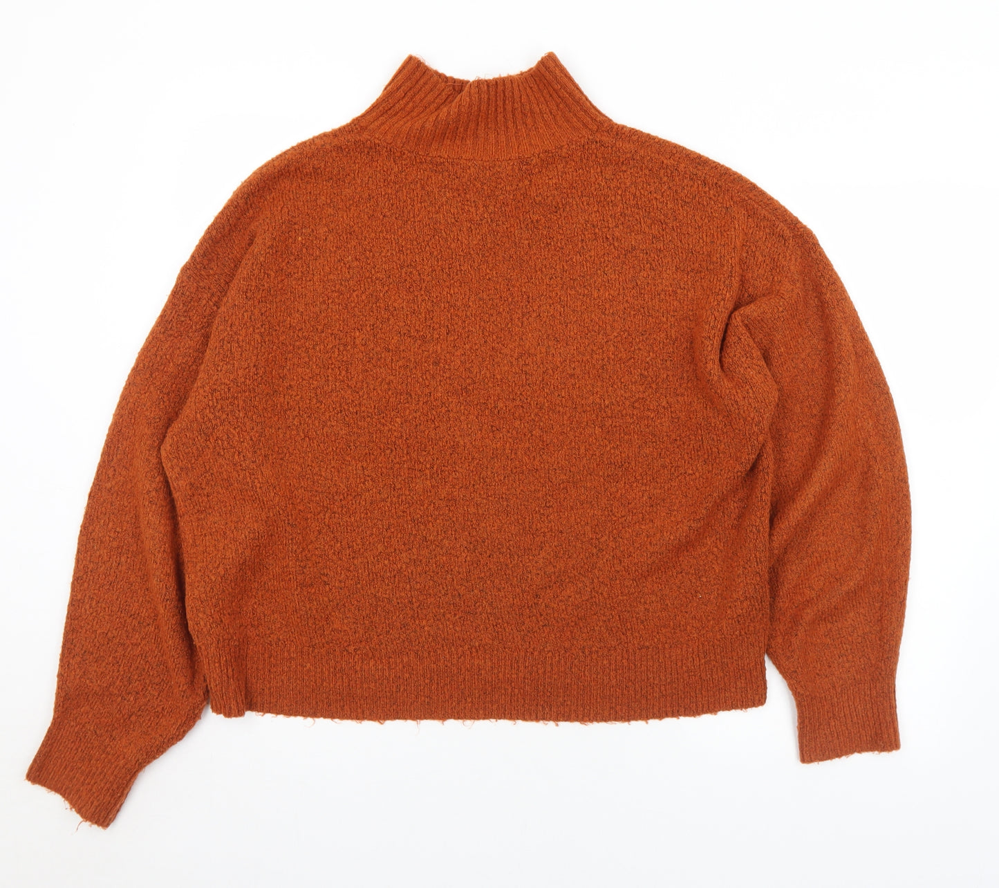 George Womens Orange Mock Neck  Acrylic Pullover Jumper Size L