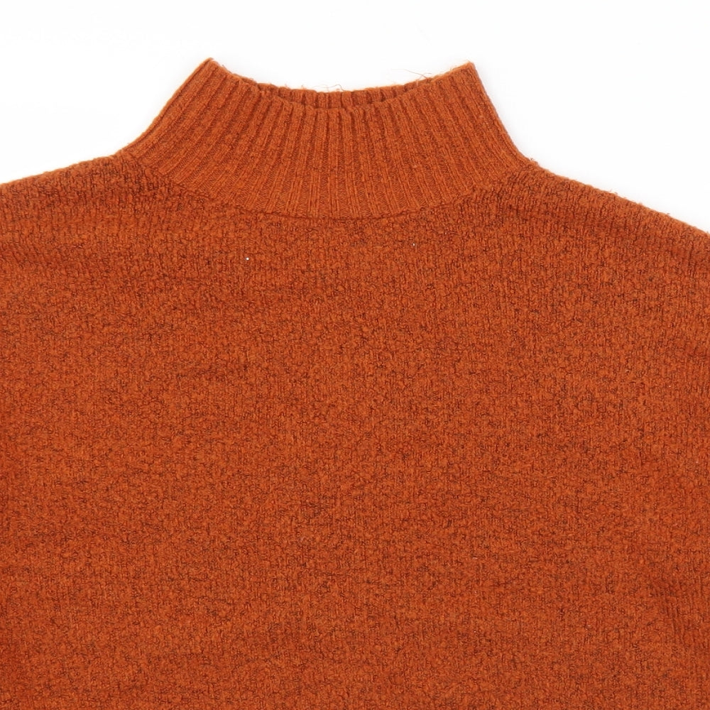 George Womens Orange Mock Neck  Acrylic Pullover Jumper Size L