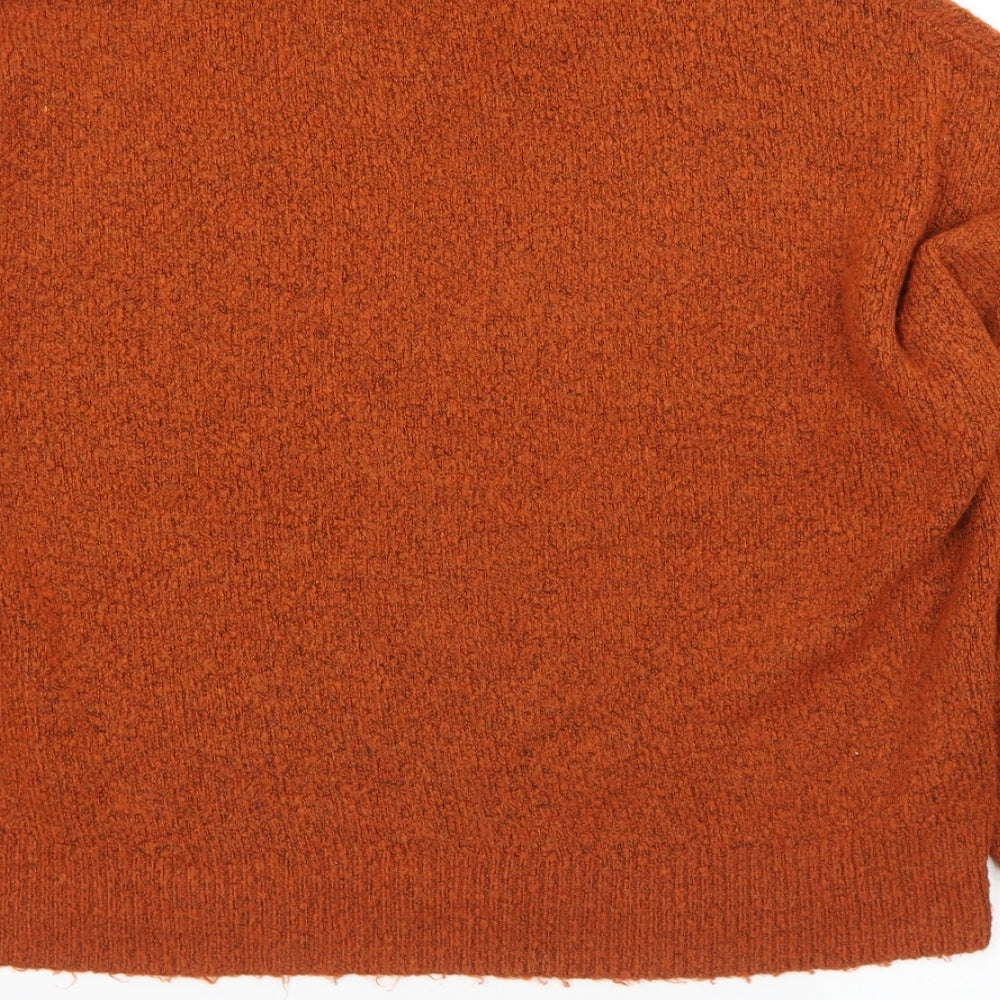 George Womens Orange Mock Neck  Acrylic Pullover Jumper Size L