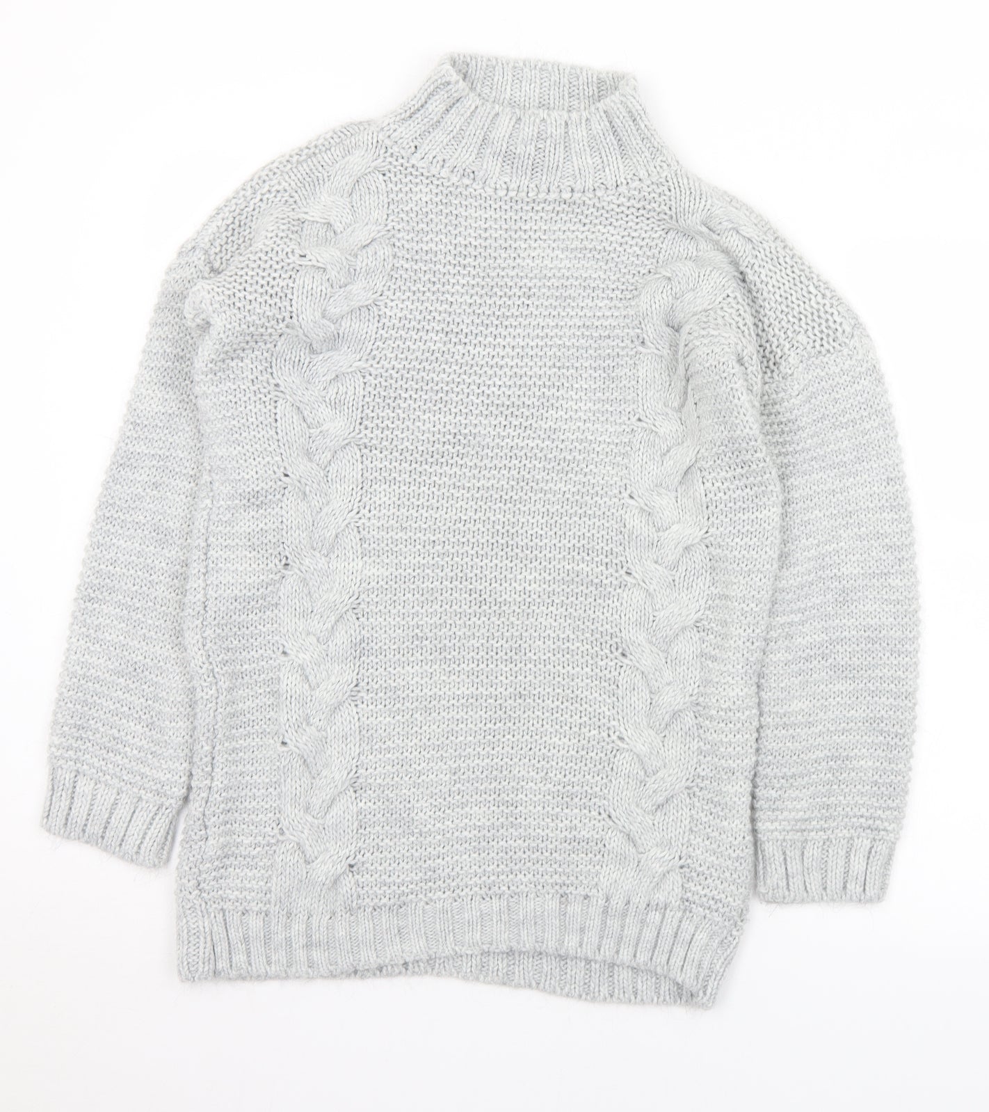 NaaNaa Womens Grey Mock Neck  Acrylic Pullover Jumper Size S