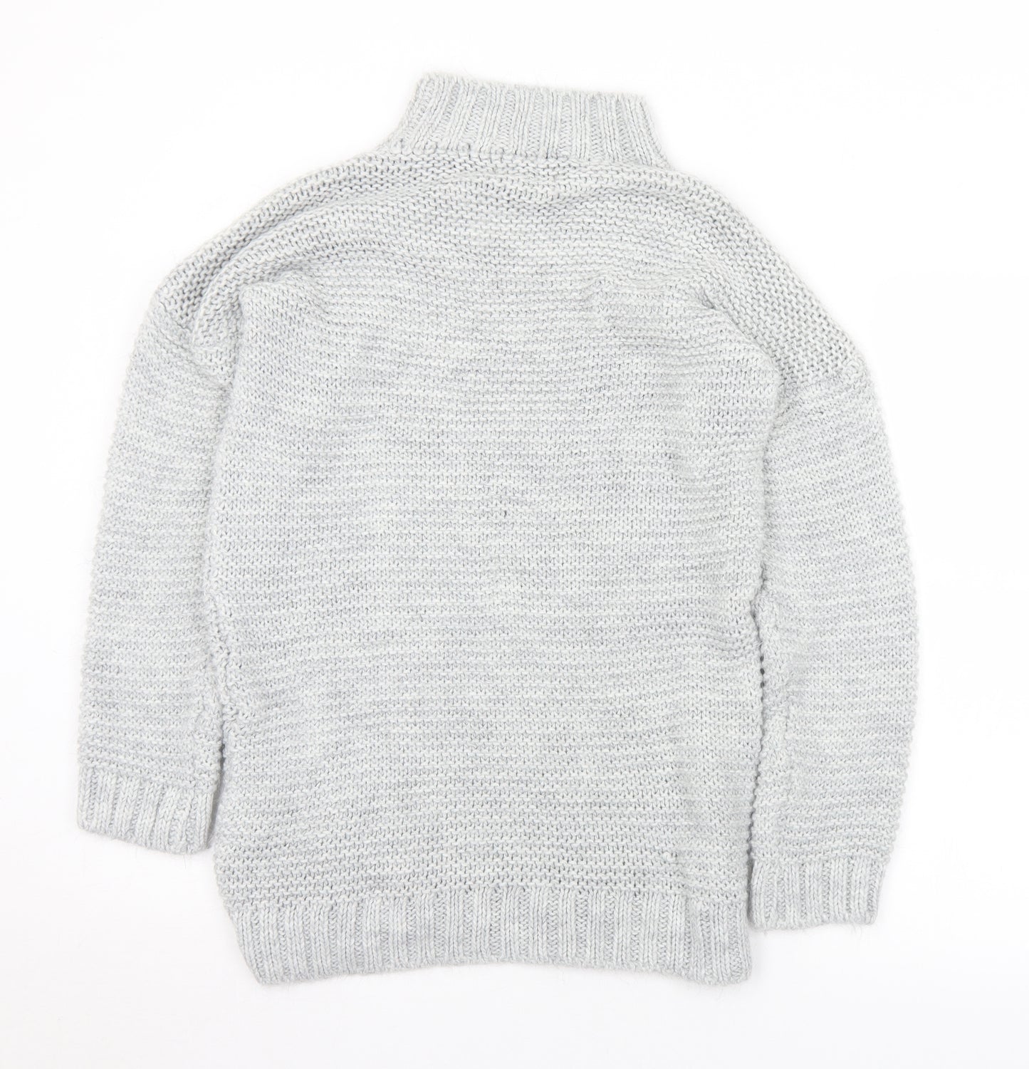 NaaNaa Womens Grey Mock Neck  Acrylic Pullover Jumper Size S