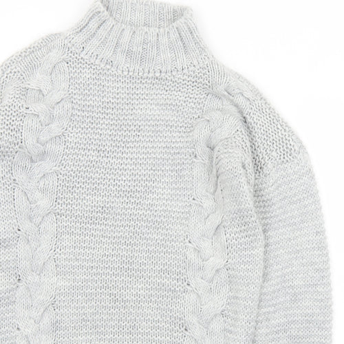 NaaNaa Womens Grey Mock Neck  Acrylic Pullover Jumper Size S