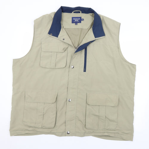 Premier Man Mens Beige   Jacket Waistcoat Size 2XL  Zip