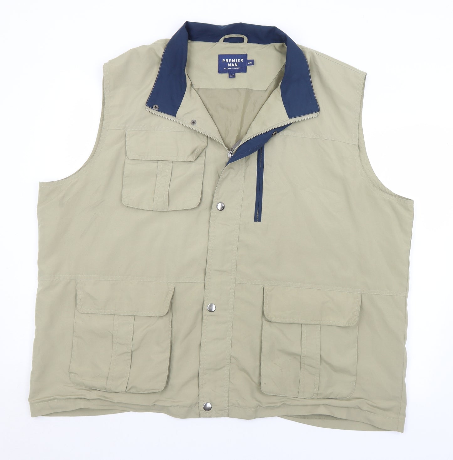 Premier Man Mens Beige   Jacket Waistcoat Size 2XL  Zip