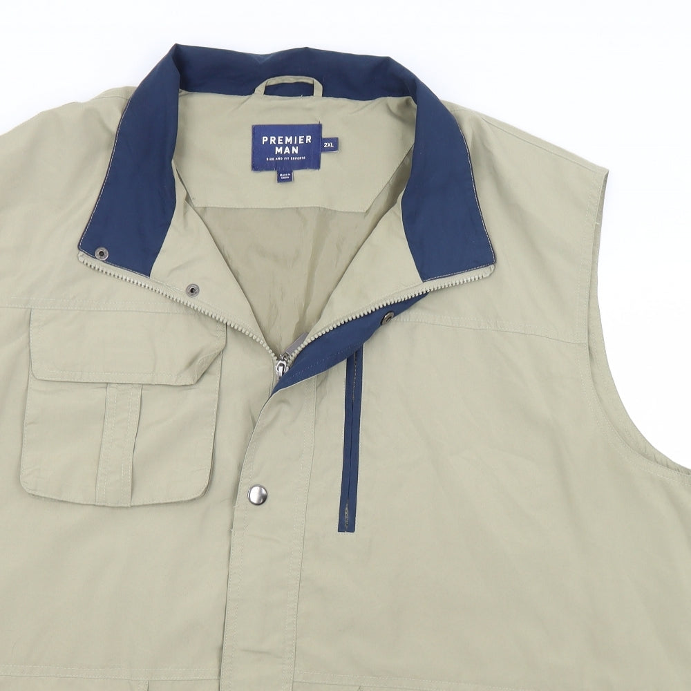 Premier Man Mens Beige   Jacket Waistcoat Size 2XL  Zip