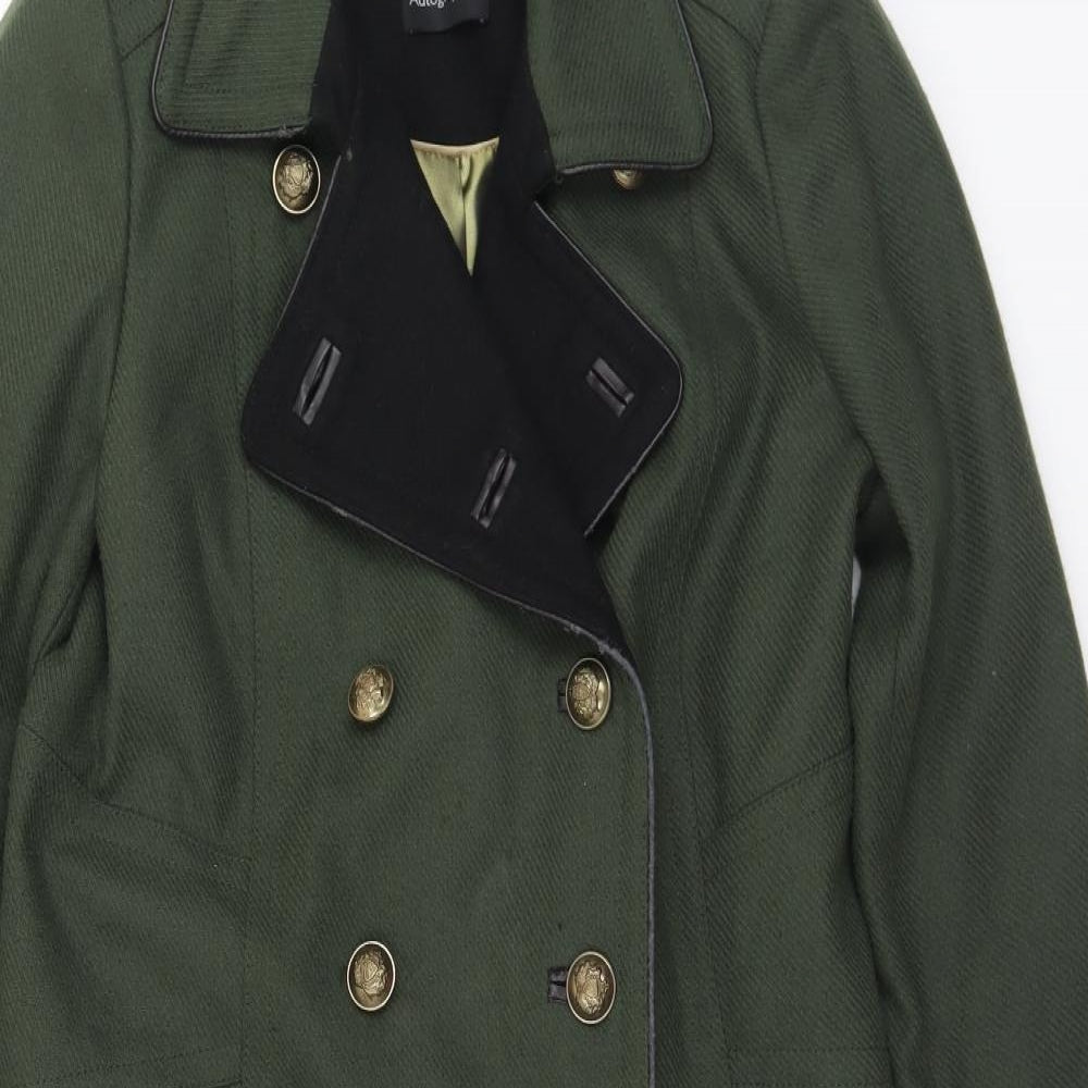 Marks and Spencer Womens Green   Pea Coat Coat Size 14  Button